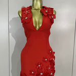 La BOSS Boutique 3D Floral Deep V-Neck Bodycon Mini Dress