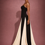 La BOSS Boutique Women’s Crochet Panel Pleated Maxi Dress – Stand Collar Backless Slim Fit Elegant Clubwear Dress