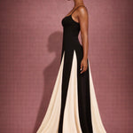 La BOSS Boutique Women’s Crochet Panel Pleated Maxi Dress – Stand Collar Backless Slim Fit Elegant Clubwear Dress