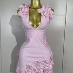 La BOSS Boutique 3D Floral Deep V-Neck Bodycon Mini Dress