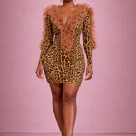 La BOSS Boutique Ruffle V-Neck Bodycon Mini Dress – Elegant Long Sleeve Statement Dress