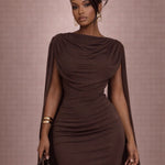 La BOSS Boutique Women’s Shawl Patchwork Mini Bodycon Dress – Sleeveless Ruched O-Neck Slim Fit Casual Elegant Dress