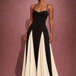 La BOSS Boutique Women’s Crochet Panel Pleated Maxi Dress – Stand Collar Backless Slim Fit Elegant Clubwear Dress