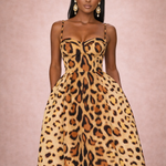 La BOSS Boutique Leopard Print Backless A-Line Sling Dress – Chic Sleeveless High Street Fashion Dress