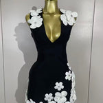 La BOSS Boutique 3D Floral Deep V-Neck Bodycon Mini Dress