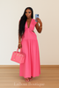 Simple Solid Color Hollow Waist Pleated Dress