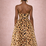 La BOSS Boutique Leopard Print Backless A-Line Sling Dress – Chic Sleeveless High Street Fashion Dress