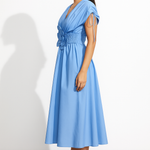 Chic Solid Flower Pleated Lace-Up Dress – Summer 2025 Collection