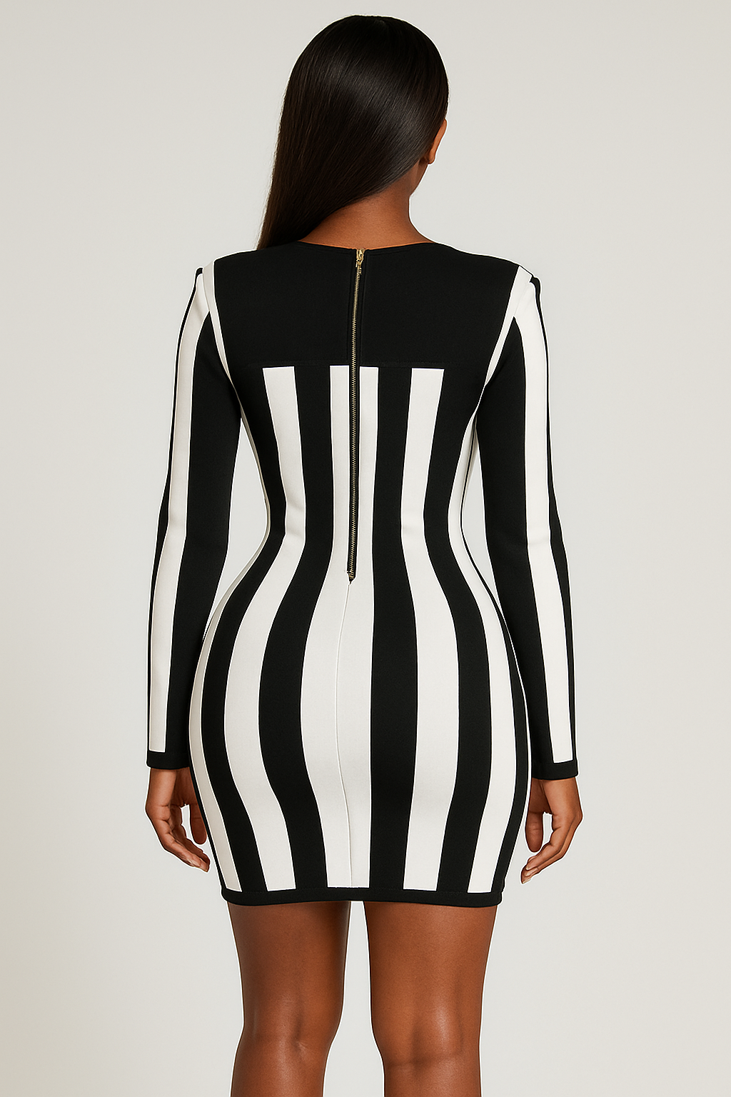 LaBoss Boutique – Luxury Sexy Black & White Stripe Mini Bandage Dress