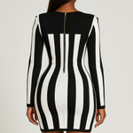 LaBoss Boutique – Luxury Sexy Black & White Stripe Mini Bandage Dress