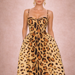 La BOSS Boutique Leopard Print Backless A-Line Sling Dress – Chic Sleeveless High Street Fashion Dress