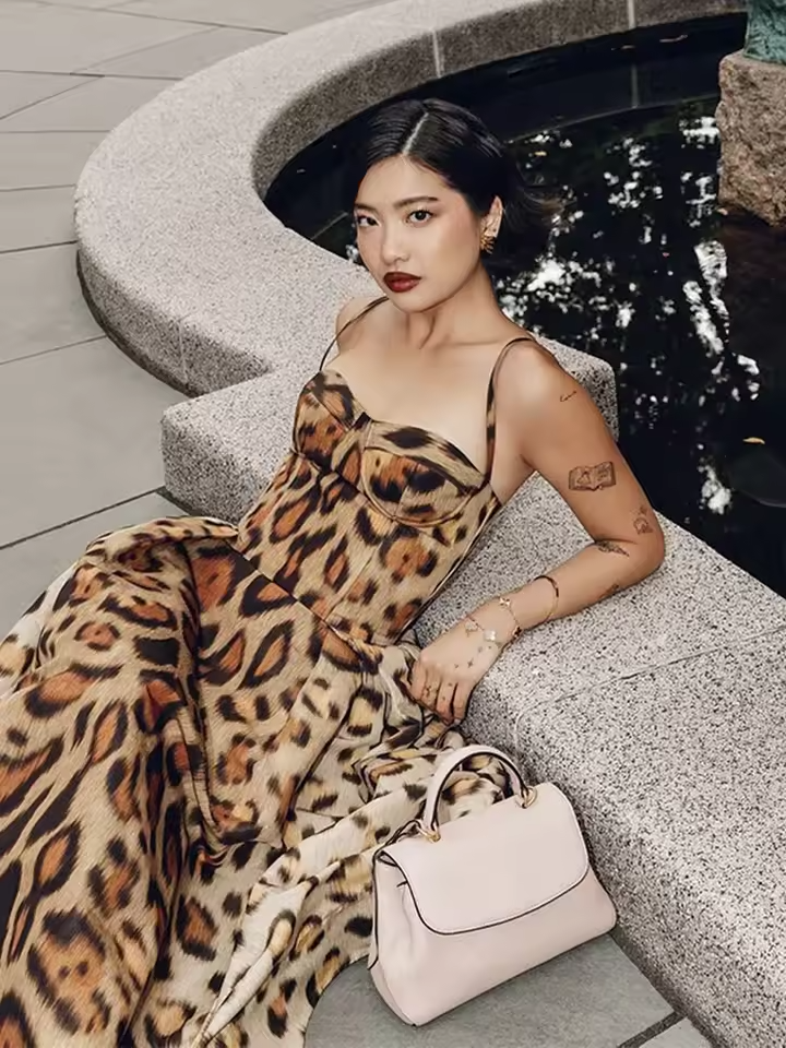 Leopard Print Sleeveless Sling Dress For Women Fashion Chic Backless A Line Dresses 2025 Elegant Female High Street Vestidos