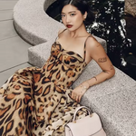Leopard Print Sleeveless Sling Dress For Women Fashion Chic Backless A Line Dresses 2025 Elegant Female High Street Vestidos